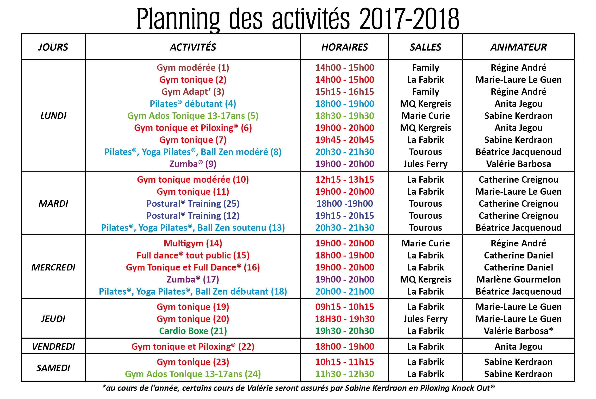 Planning Des Activit s